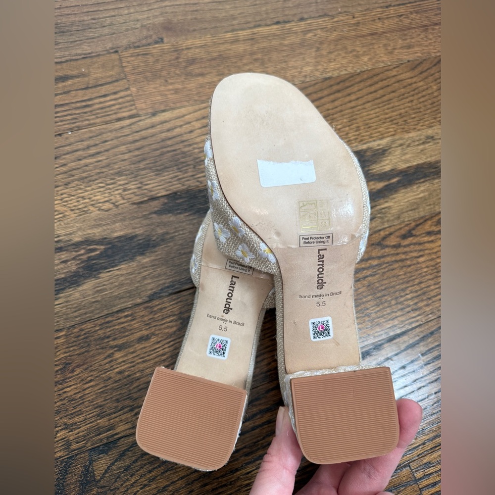 Larroude Women's Brigitte Block Heel Slip On Sandals sz 5.5 - Picture 3 of 5